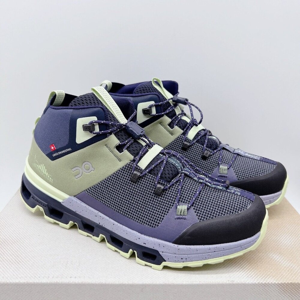 On Running Purple and Light Green Trail Sneakers